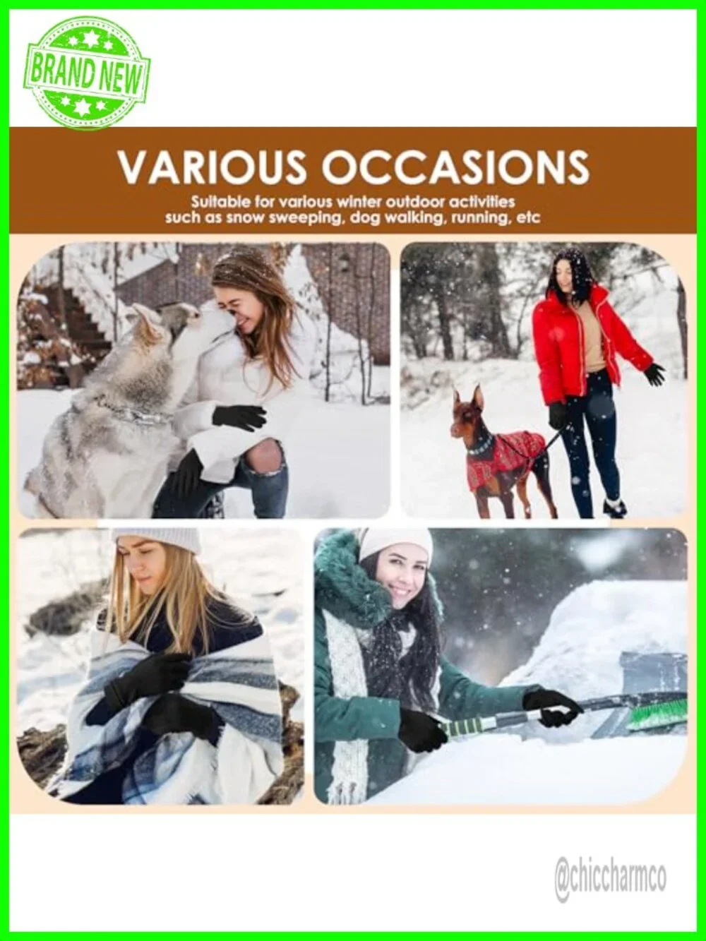 Women's Winter Touch Screen Gloves Fleece Lined Suede Leather Warm
